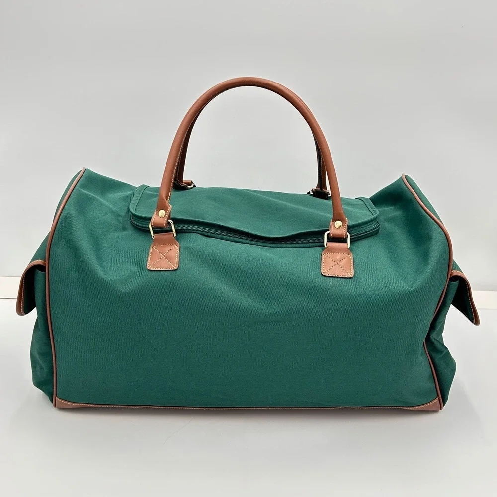 Polo Ralph Lauren Duffle Bag Green Canvas Weekend Travel Gym Pony Logo21x11